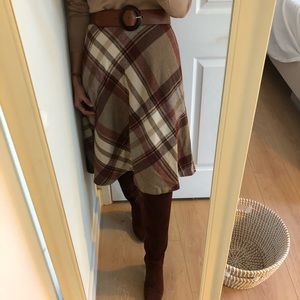 Handmade Plaid Midi Skirt S